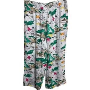 Cynthia Rowley 100% Linen Pants Amalfi Coast Cropped Pull On Womens Large Resort
